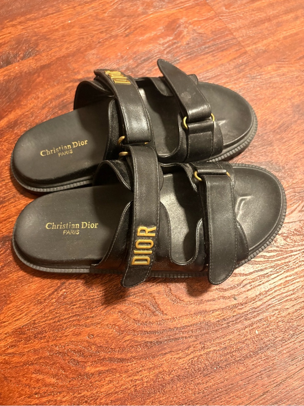 Black Women’s Slide Sandals with Star Tread Sole